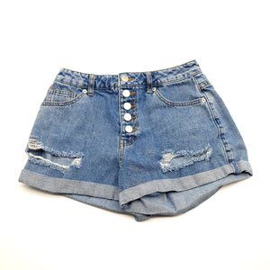 Forever 21 Womens Size 25" to 26" Shorts Denim Booty Cowgirl Biker Button Front